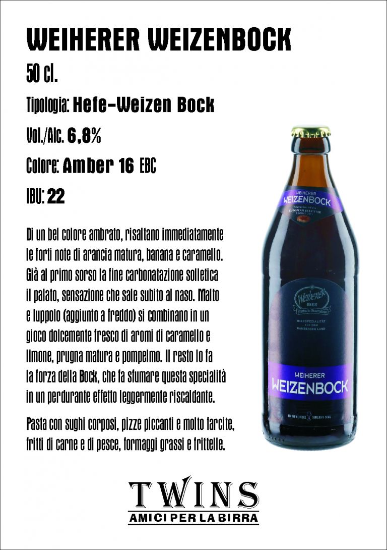 WEIHERER WEIZENBOCK - 50 cl. BRAUEREI KUNDMÜLLER