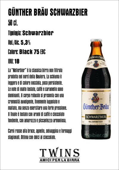 GÜNTHER BRÄU SCHWARZBIER - 50 cl.